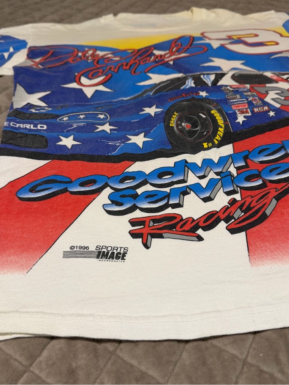 Vintage 90s Dale Earnhardt Sr All Over Print T Shirt AOP Large Sports Image